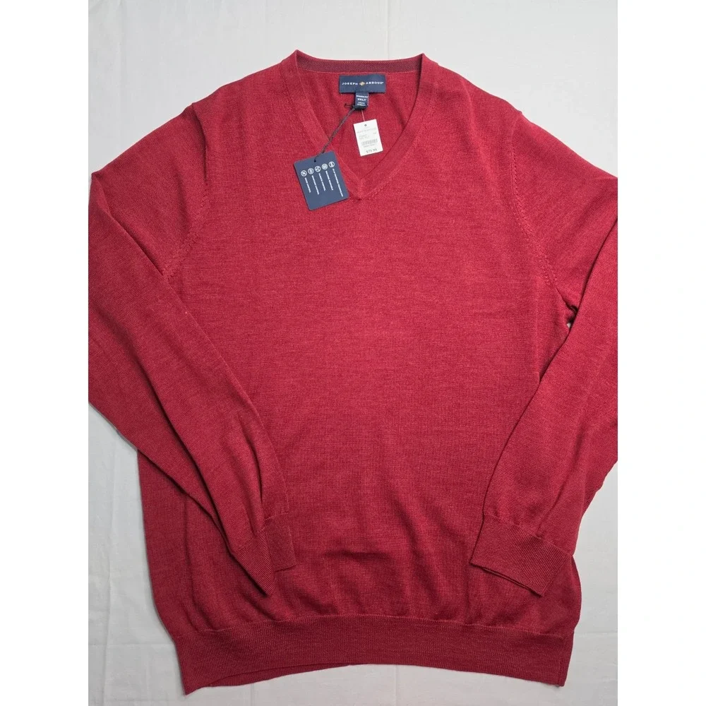 Joseph Abboud Sweater Men 3XLT Red Merino Wool Tight Knit Modern Fit Long Sleeve